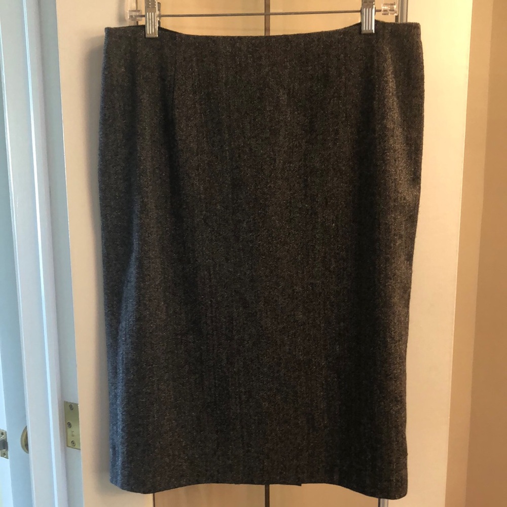 Classic Dark Gray Women's Wool Blend Pencil Skirt